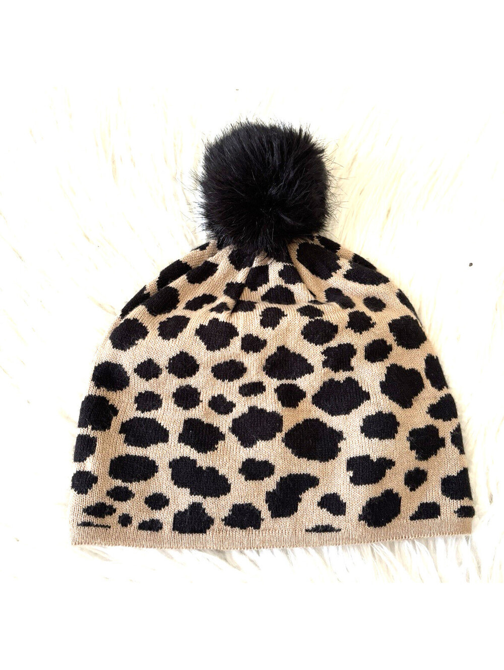 Vera Bradley Womens Leopard Pom Pom  Beanie Hat One Size